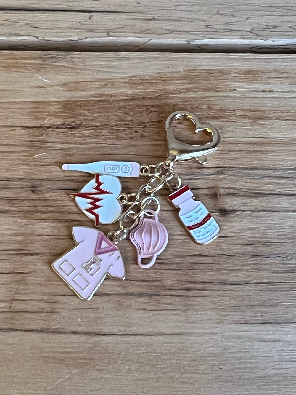Nurse-Themed Pink Enamel Charm Keychain